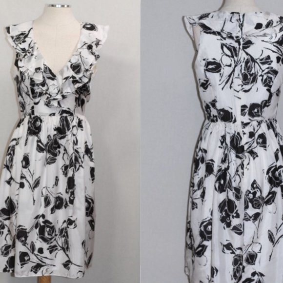 Black White Silk Dress - Picture 1 of 13